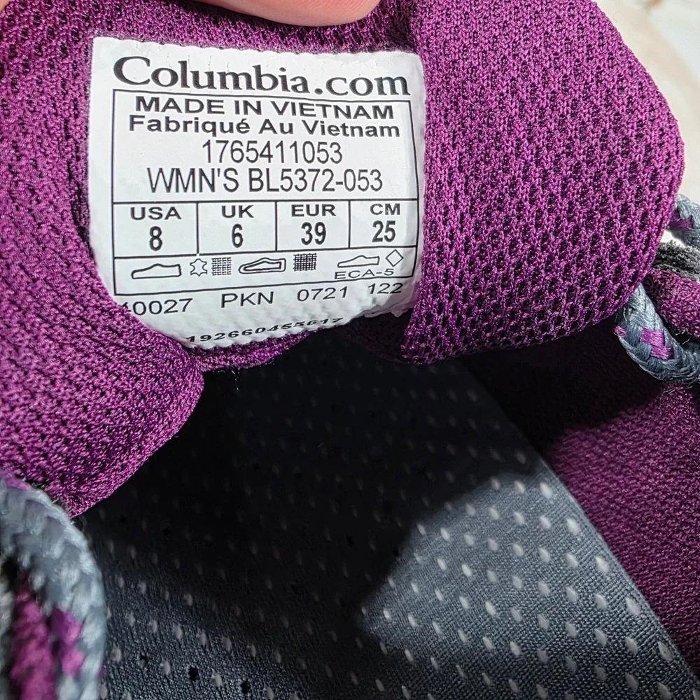 Columbia Redmond V2 Waterproof Hiking Shoes Womens 8 Grey Plum BL5372-053